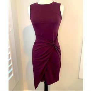 Trouvé Sleeveless Twist-Waist Sheath Dress in Plum